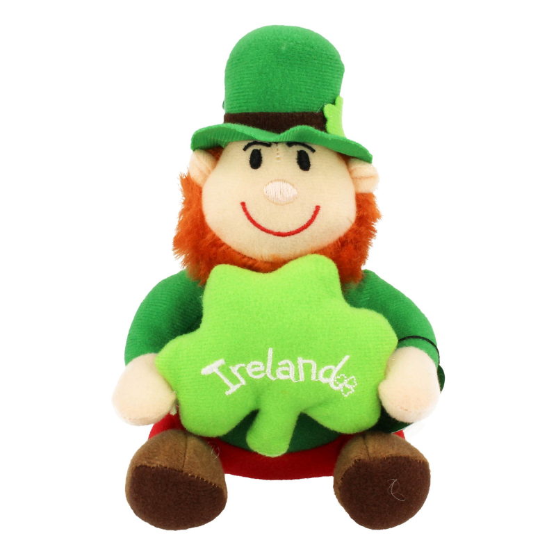 5" Irish Shamrock Leprechaun Soft Toy With Green Shamrock